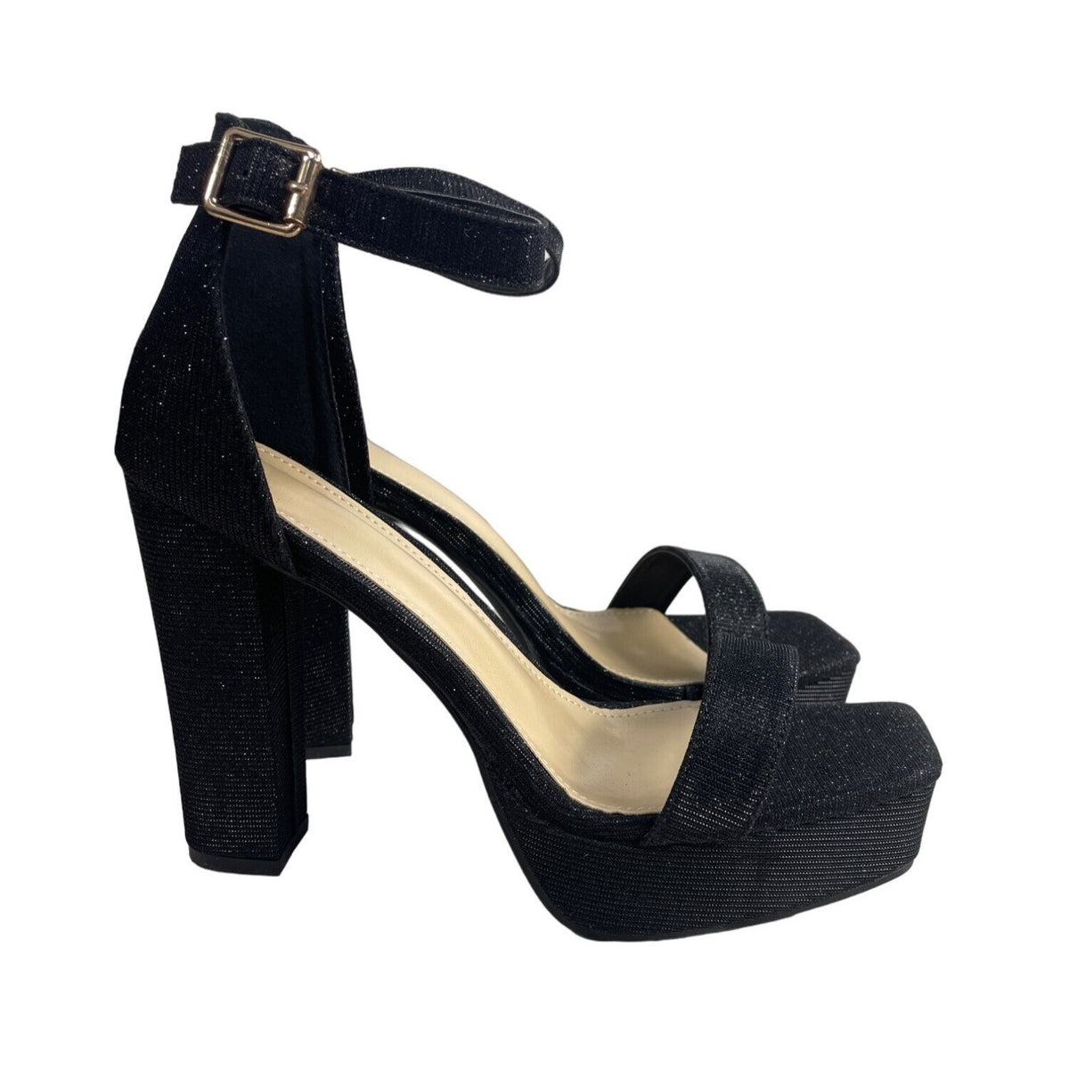 Unbranded Women's Sparkly Black Strapped Heels Sz 41 (US 8) - NWB