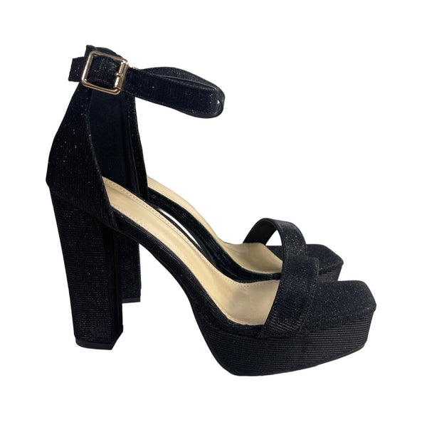 Unbranded Women's Sparkly Black Strapped Heels Sz 41 (US 8) - NWB