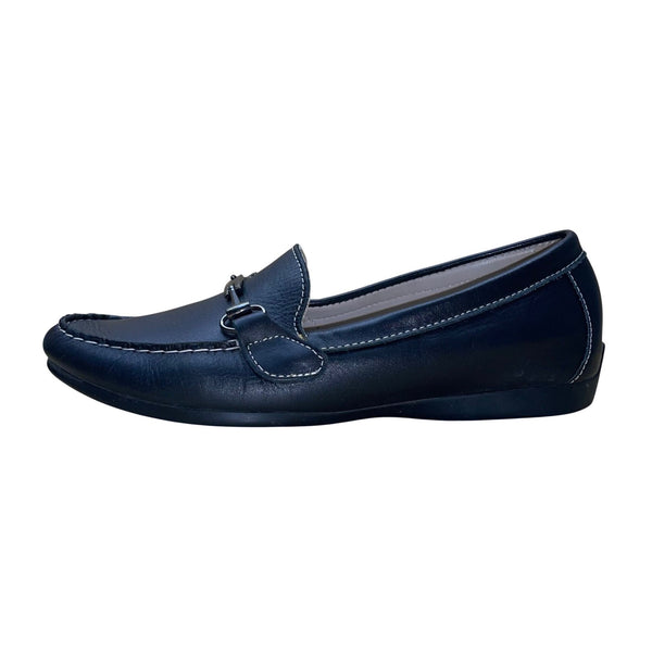 Munro American Women’s Black Leather Horse Bit Accent Loafers Size 6W