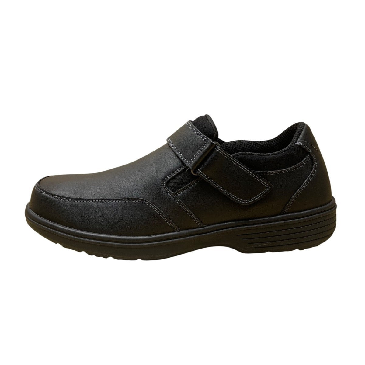 Orthofeet Men’s Black Leather Hook & Loop Strap Orthopedic Shoes Size 12 Medium