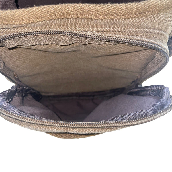 Kaukko Unisex Brown Canvas & Leather Adjustable Crossbody Strap Messenger Bag