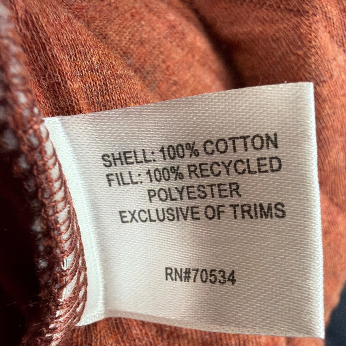 Orvis Womens Rust Quilted Crew Neck Pullover Sweatshirt W/ Button Detail Sz S