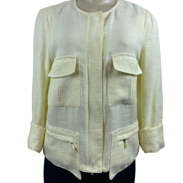 Worth Womens Yellow Linen Jacket With Pockets Size 6