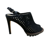 Via Spiga Womens Black Suede Slingback Perforated High Heel Sandals Sz 6M