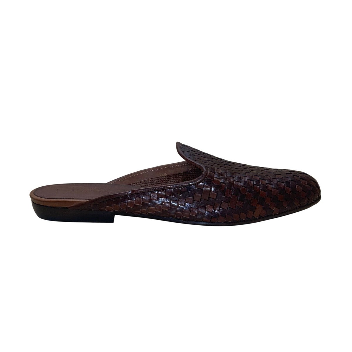 Sesto Meucci Men’s Brown Leather Woven Slip-On Mule Shoes Size 10M