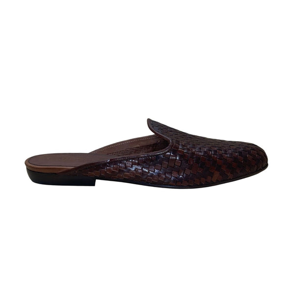Sesto Meucci Men’s Brown Leather Woven Slip-On Mule Shoes Size 10M
