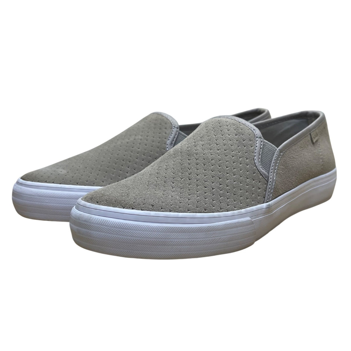 Keds Women’s Grey Suede Perforated Pattern Slip-On  Flat Sneakers Size 7.5