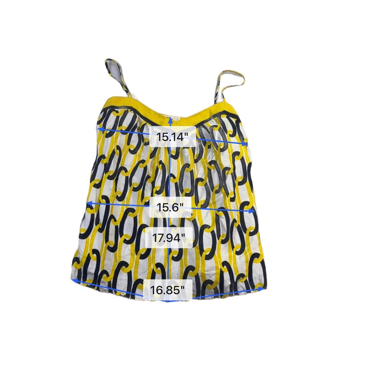 Milly Womens Yellow Multicolor Silk Chain Print Sleeveless Top Size 4 USA