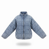 Free People Womens Blue Quilted Cotton Jacket Zip Front Lightweight Casual Sz S