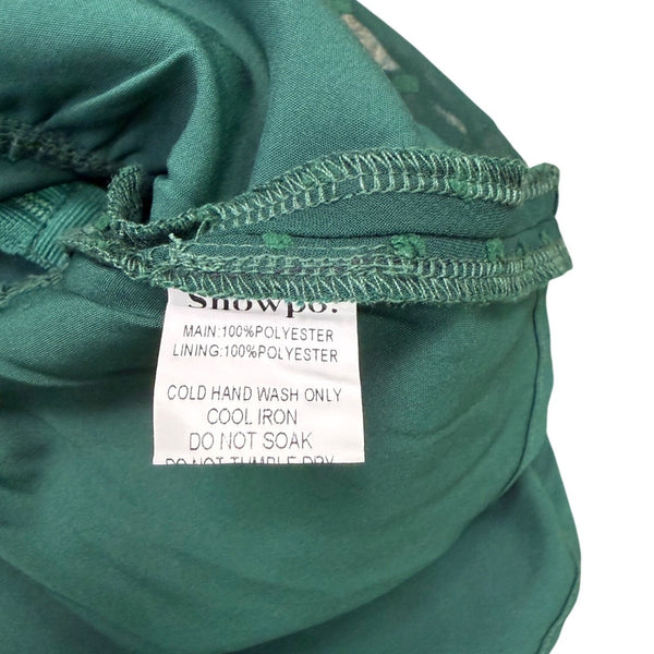 Showpo Womens Green One-Shoulder Tiered Mini Dress Ruffled & Belted Size 12