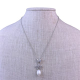 GPK Womens Silver Tone Pearl Crystal Pendant Necklace