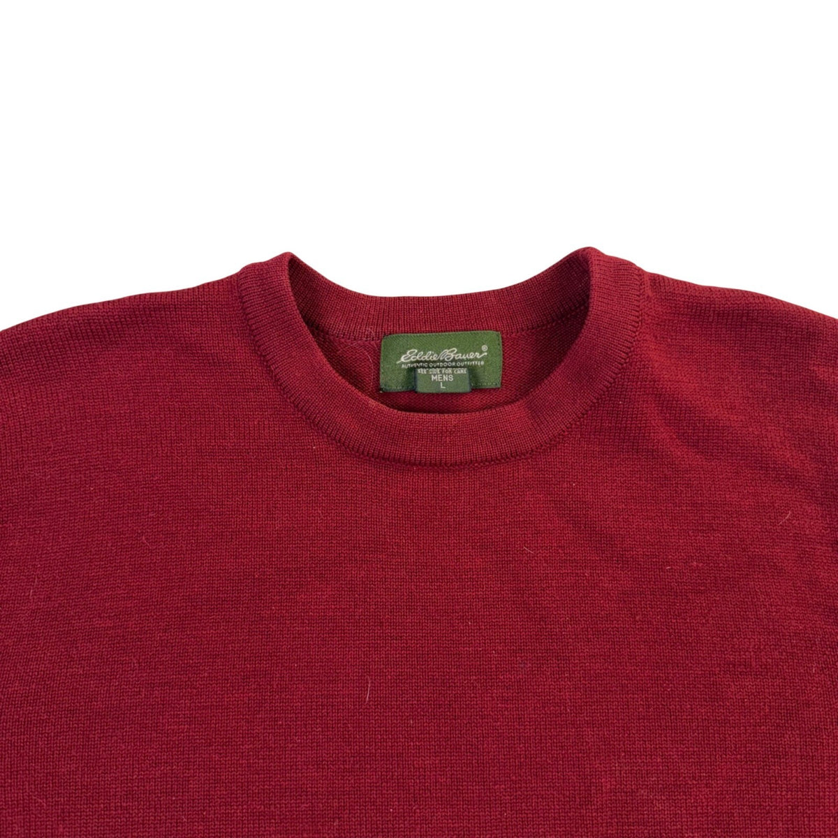 Eddie Bauer Mens Red Wool Crewneck Pullover Sweater Knit Long Sleeve Size L