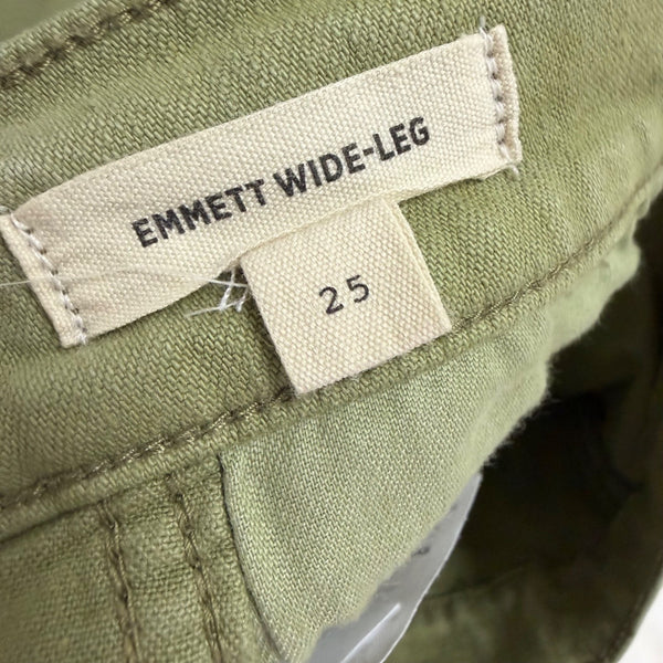Madewell Womens Olive Cotton Blend Emmett Wide-Leg Pants Casual Outfit Size 25