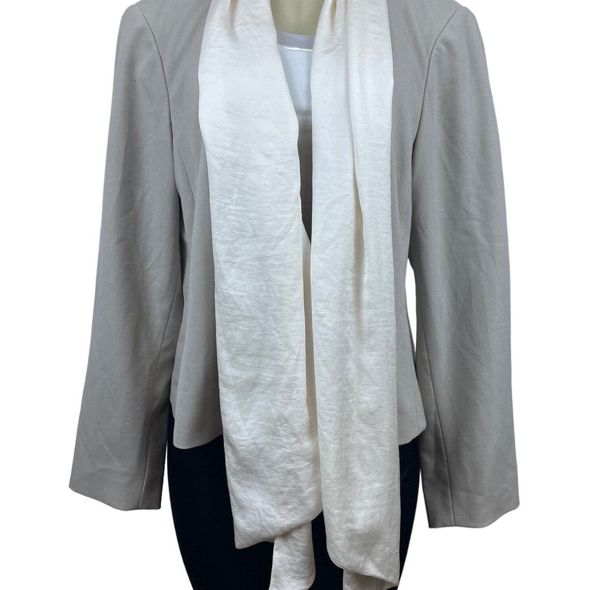 Calvin Klein Womens Light Gray Long Sleeve Blazer Jacket Size 14W Polyester Blen