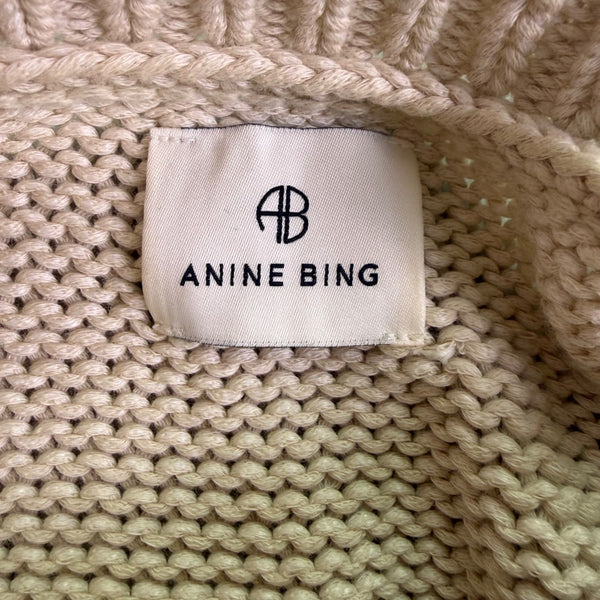 Anine Bing Women Beige Cotton/Polyester Sweater Vest Sleeveless Cable Knit Sz XS