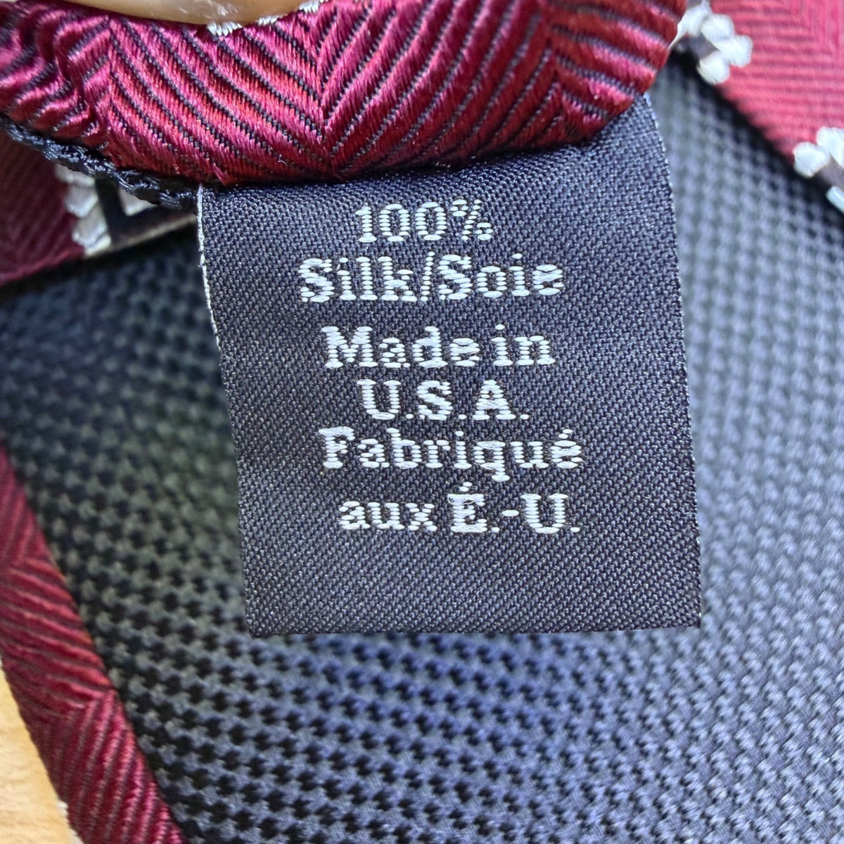 Nordstrom Mens Burgundy 100% Silk Tie With Diamond Pattern