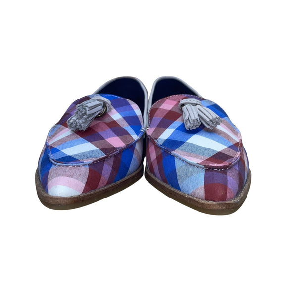 Sperry Women’s Red & Blue Plaid Saybrook Tassel Loafers Flat Shoes Size 9.5-New