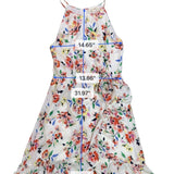 Miami Womens White Floral Halter Dress Summer Casual Ruffle Hem Size L