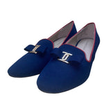 Charter Club Women’s Navy & Red Bow Detail Slip-On Block Heel Loafers Size 8M