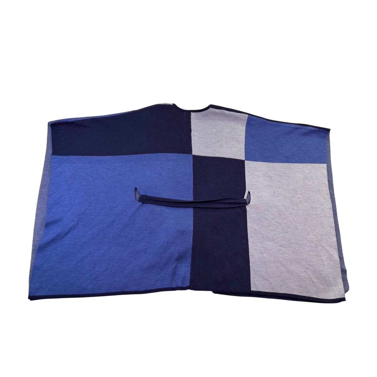 New York & Company Womens Blue & Gray Colorblock Poncho Open Front Tie Sz S/M