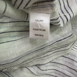 Garnet Hill Womens White/Blue Linen Striped Long Sleeve Shirt Button Front Sz XL