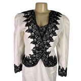 Victor Costa Women’s White & Black Dress & Blazer Set Elegant Lace Size 10