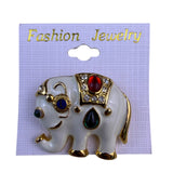 Lions Club Vintage Gold Tone Enamel Elephant Brooch With Rhinestones Details