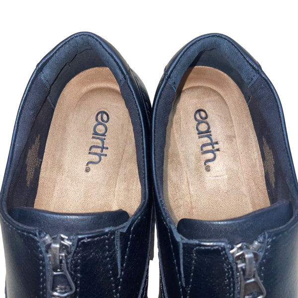 Earth Women’s Black Leather Zip Up Slip-On Fannie Comfort Shoes Size 7.5M
