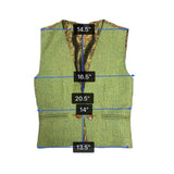 Womens Green Wool Paisley-Back Vest 100% Wool & Acetate Made In Italy Size 36