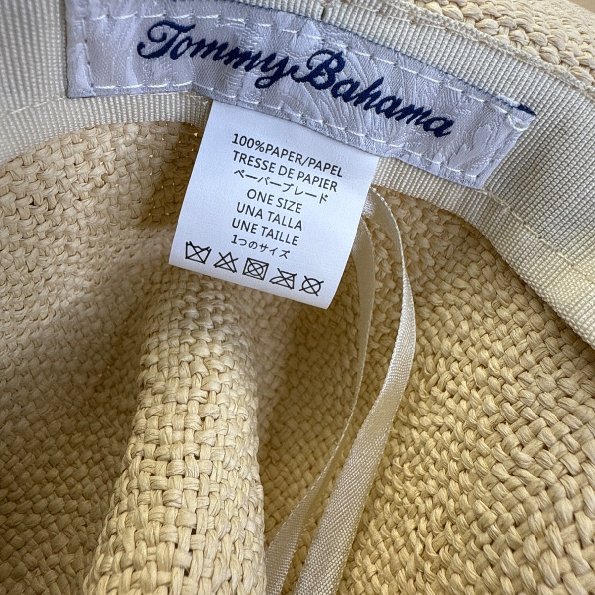 Tommy Bahamas Wide-Brimmed Beige Straw Sun Hat For Woman