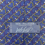 Bert Pulitzer Mens Blue Yellow Purple Silk Tie Bit Print