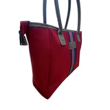 Tommy Hilfiger Women’s Red & Blue Canvas & Faux Leather Striped Accent Tote Bag