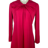 Vintage Leo Narducci Long Sleeve Red Maxi Dress With Knotted Front Detail