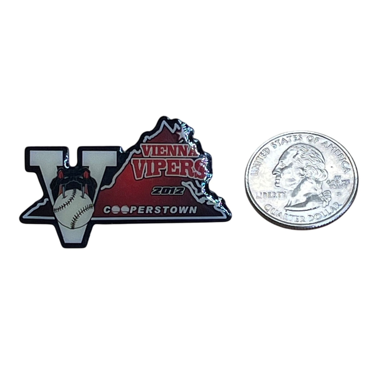Vienna Vipers 2012 Cooperstown Baseball Pin With Metal Backing & Secure Clasp