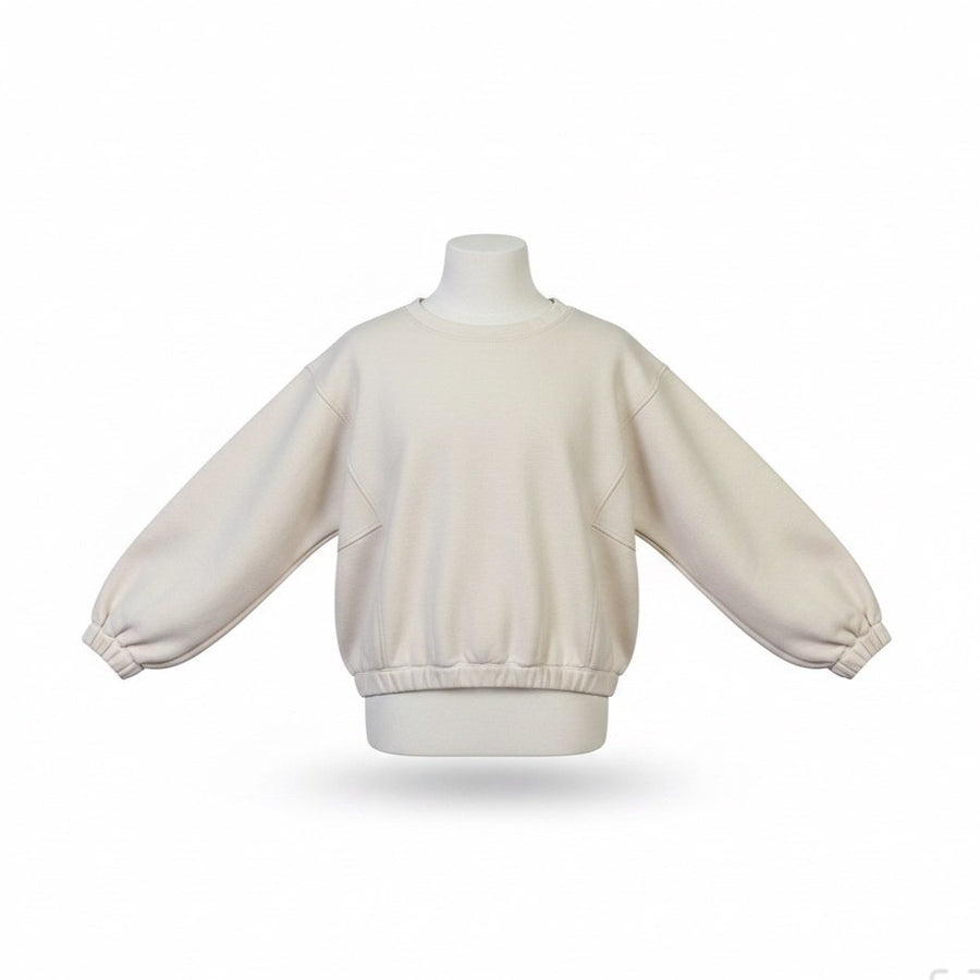 Anthropologie Womens Beige Cotton Cropped Long Sleeve Top Size S