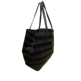 Tommy Hilfiger Women’s Black Striped Nylon & Leather Everyday Tote Bag