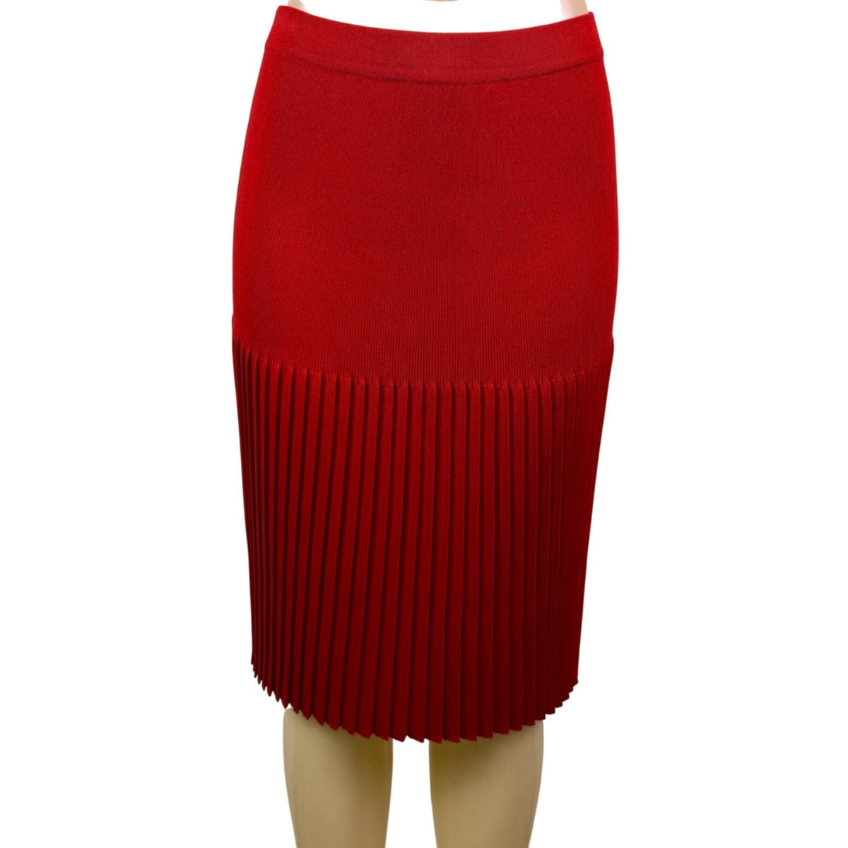 Exclusively Misook Womens Red Knit Pleated Skirt Size S