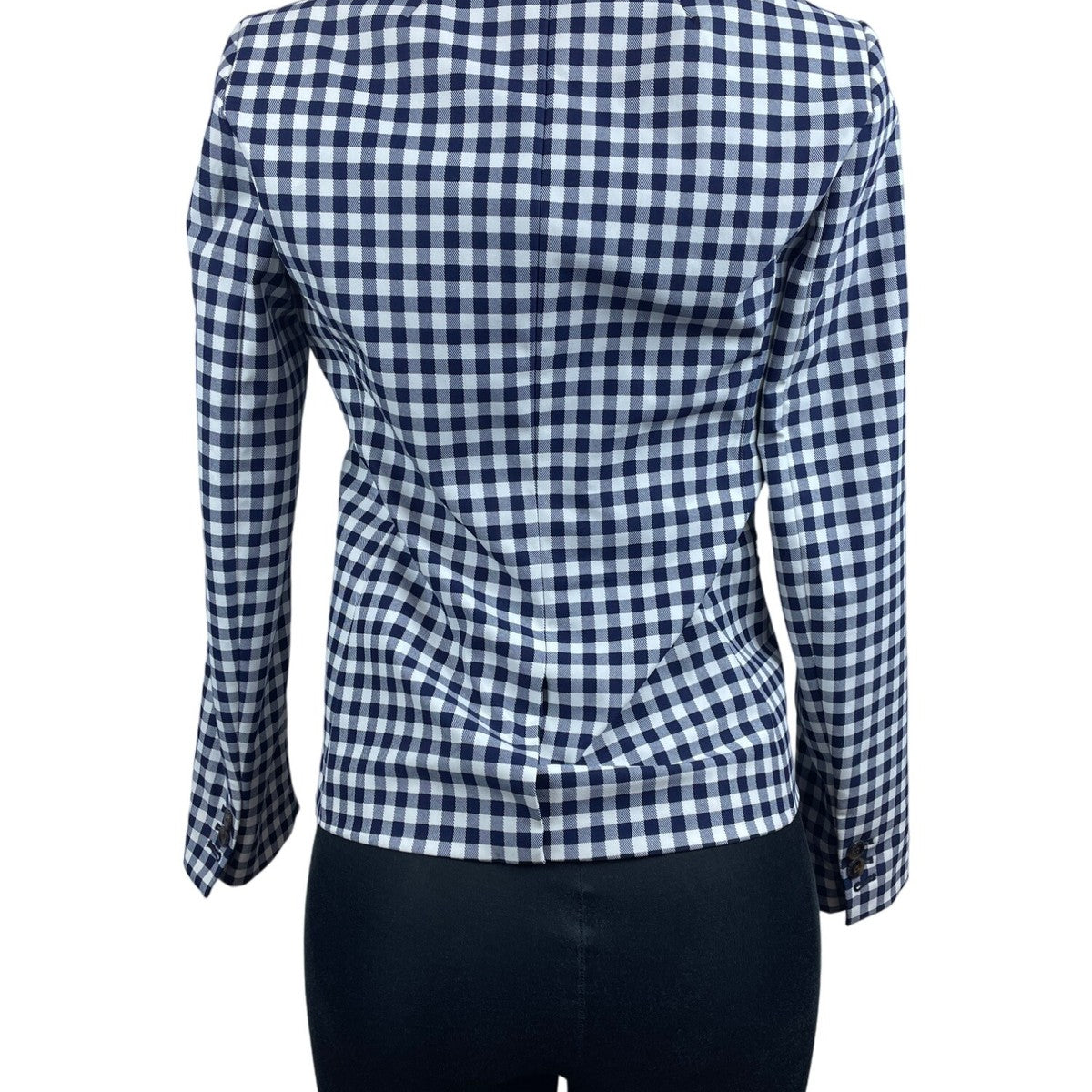 J. Crew Womens Navy Ivory Gingham Blazer XS Polyester Classic Style New
