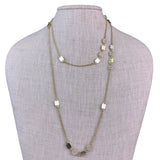 DKNY Womens Gold Tone Metal Long Chain Necklace Elegant Multi-Layer Design