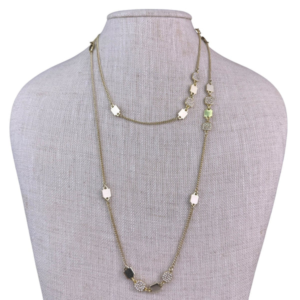 DKNY Womens Gold Tone Metal Long Chain Necklace Elegant Multi-Layer Design