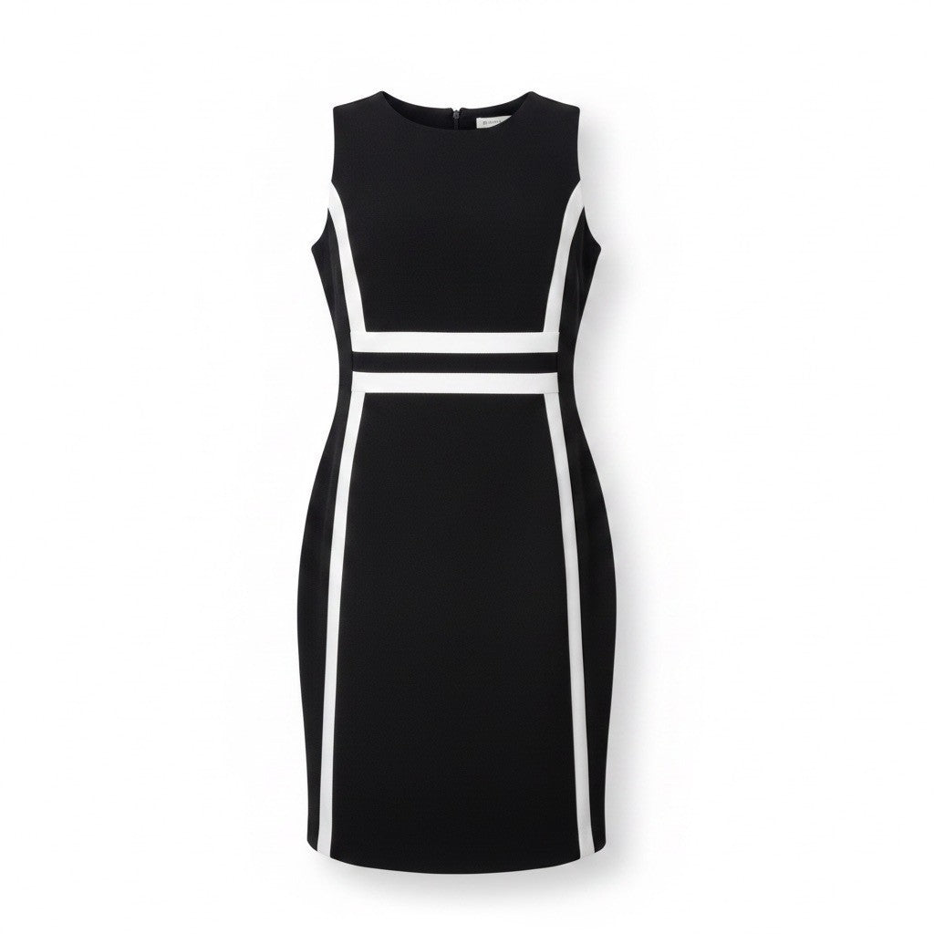 Calvin Klein Womens Black & White Sheath Dress Contrasting Classic Size 8P