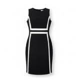 Calvin Klein Womens Black & White Sheath Dress Contrasting Classic Size 8P