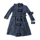Navy Double-Breasted Womens Trench Coat Long Belted Cotton Blend Timele