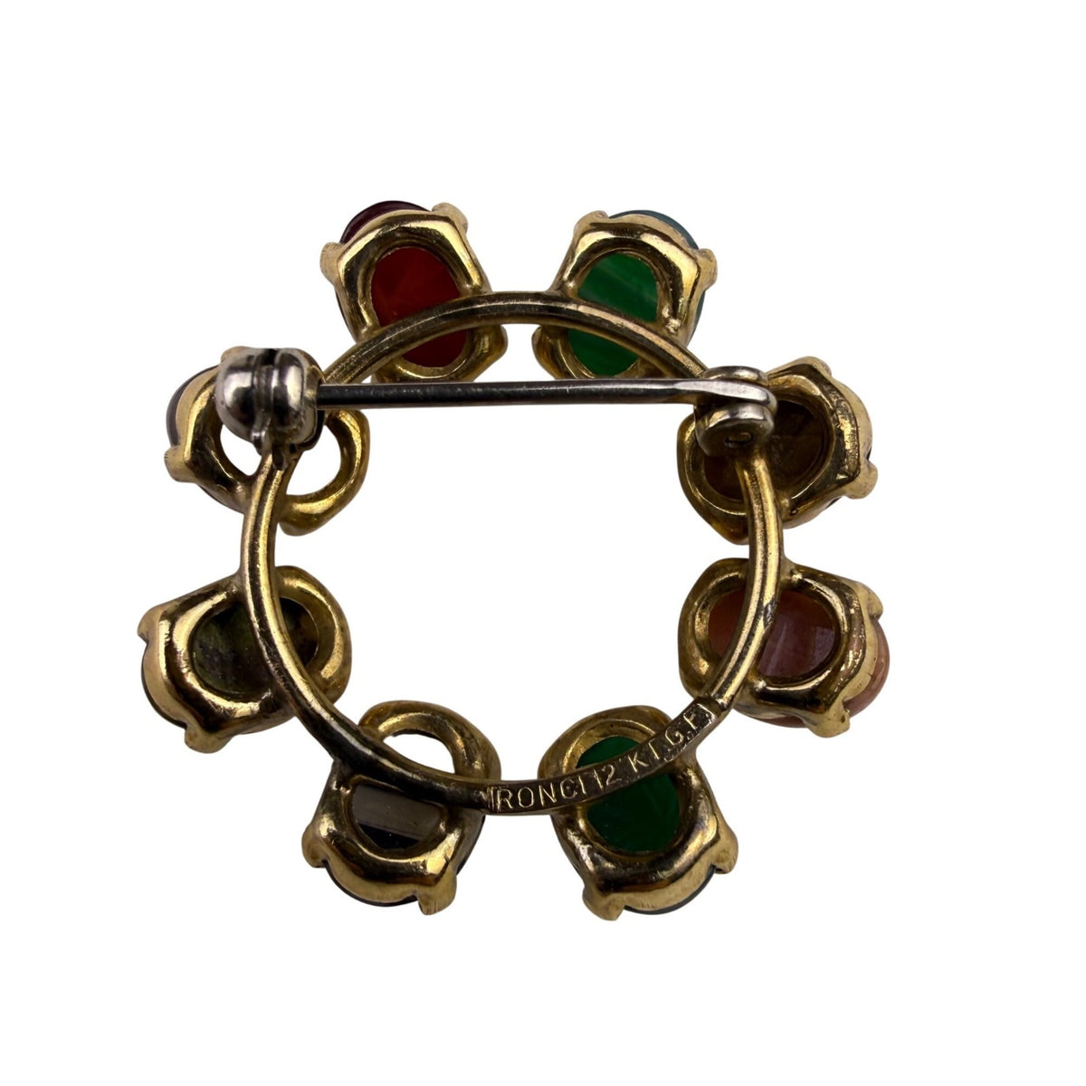 Ronci Women’s Multi-Color 12K Gold-Filled Brooch Round Pin With Scarab Gemstones