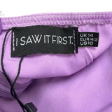 I Saw It First Womens Purple Dress Balloon Sleeves Tie-Front Size UK14 US10
