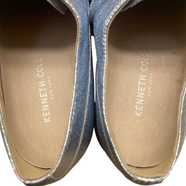 Kenneth Cole Annie Womens Blue Glitter Leather Lace-Up Oxford Shoes Size 8M