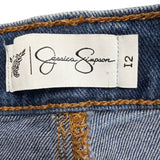 Jessica Simpson Womens Blue Denim Stretch Maxi Skirt Raw Hem Slim Fit Size 12