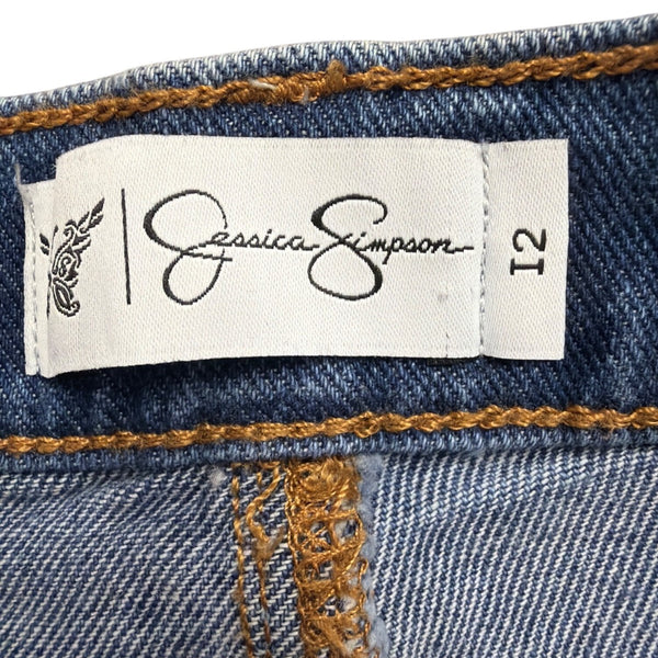 Jessica Simpson Womens Blue Denim Stretch Maxi Skirt Raw Hem Slim Fit Size 12