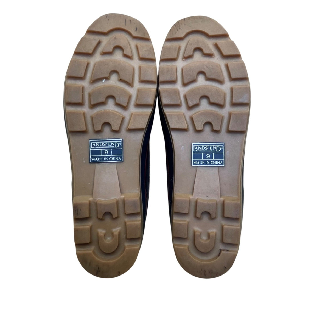 Lands End Men’s Brown & Blue Rubber Water-Resistant Outdoor Duck Shoes Size 9
