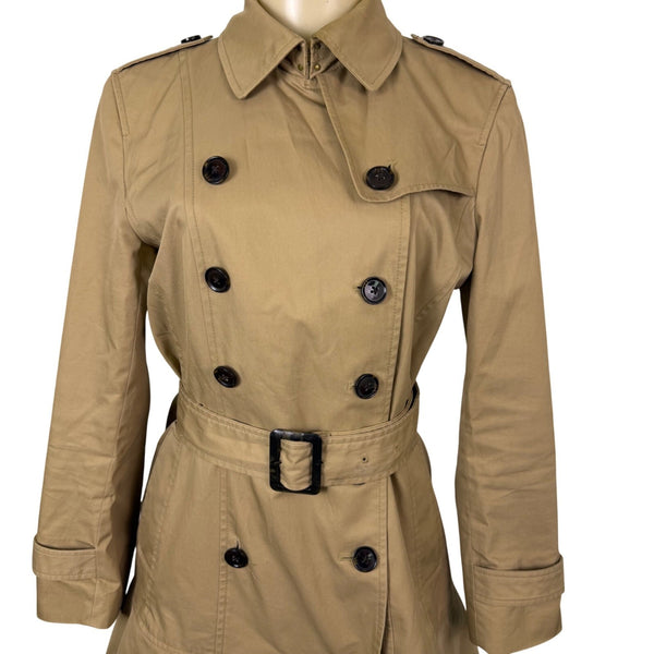 Banana Republic Womens Beige Cotton Double-Breasted Trench Coat Size M
